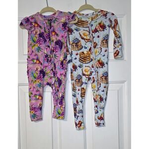 Bums & Roses Bamboo Baby 2 Sleepers 0-3 Months Hummingbird Blueberry Pancakes